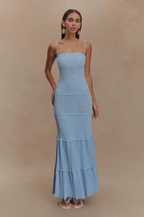 Finley Pointelle Knit Maxi Dress - Cornflower Blue