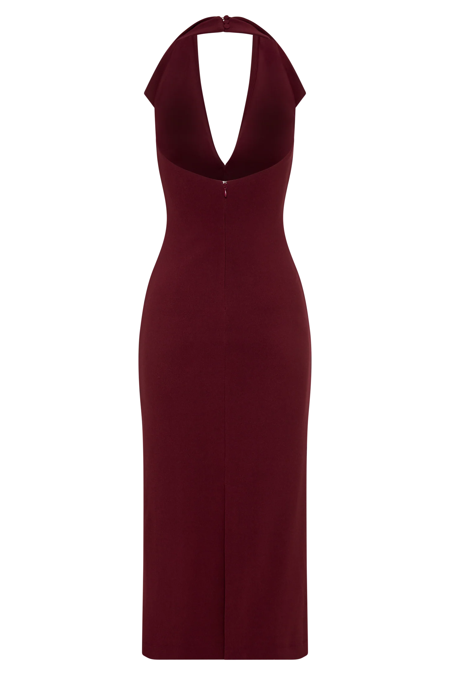 Annita Crepe Halter Midi Dress - Merlot