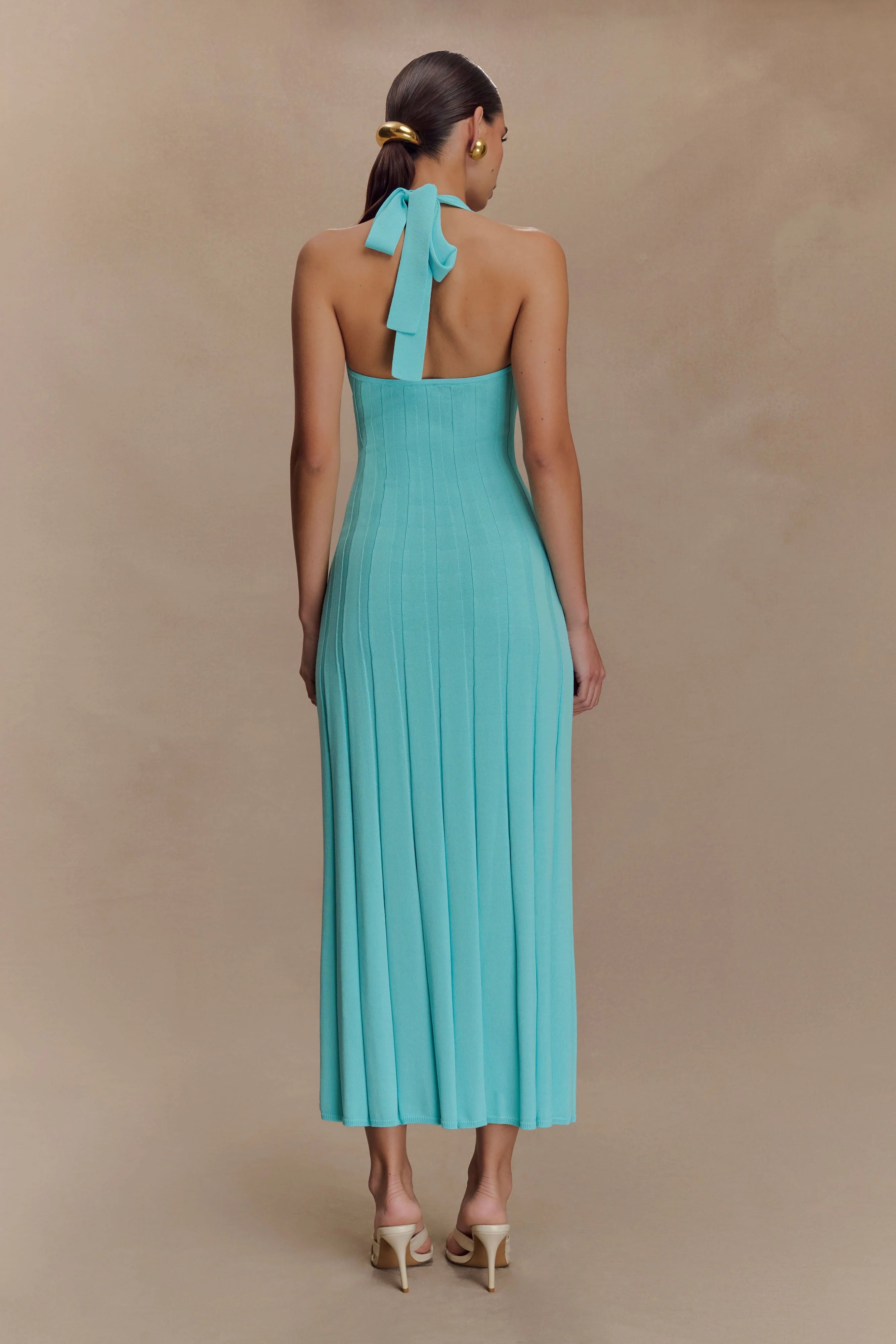 Jacqui Halter Knit Midi Dress - Cyan Blue
