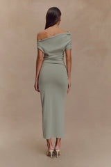 Kendra Scuba Jersey Midi Dress With Hardware - Sage