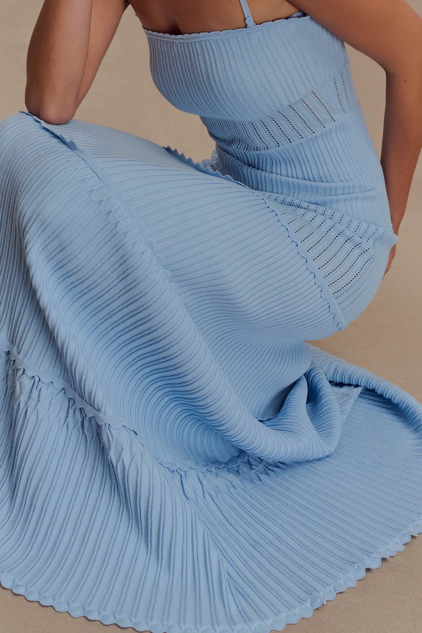 Finley Pointelle Knit Maxi Dress - Cornflower Blue